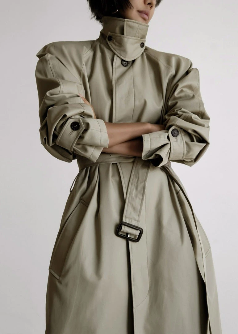 The Frankie Shop Decima Trench Coat - Slate Green 2 The Frankie Shop Decima Trench Coat - Slate Green