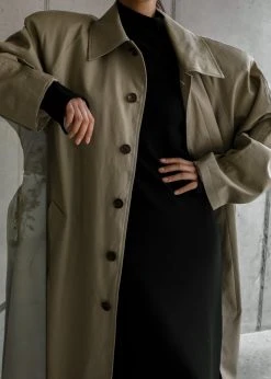 The Frankie Shop Decima Trench Coat - Slate Green 22 The Frankie Shop Decima Trench Coat - Slate Green