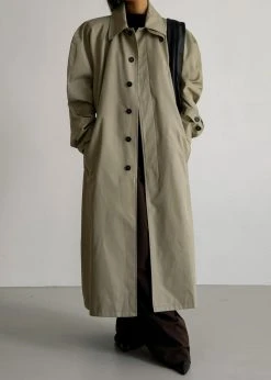 The Frankie Shop Decima Trench Coat - Slate Green