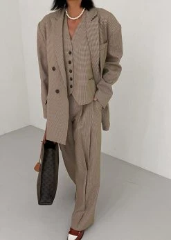 The Frankie Shop CLOTHING Desio Houndstooth Pants - Chocolate 14 The Frankie Shop CLOTHING Desio Houndstooth Pants - Chocolate