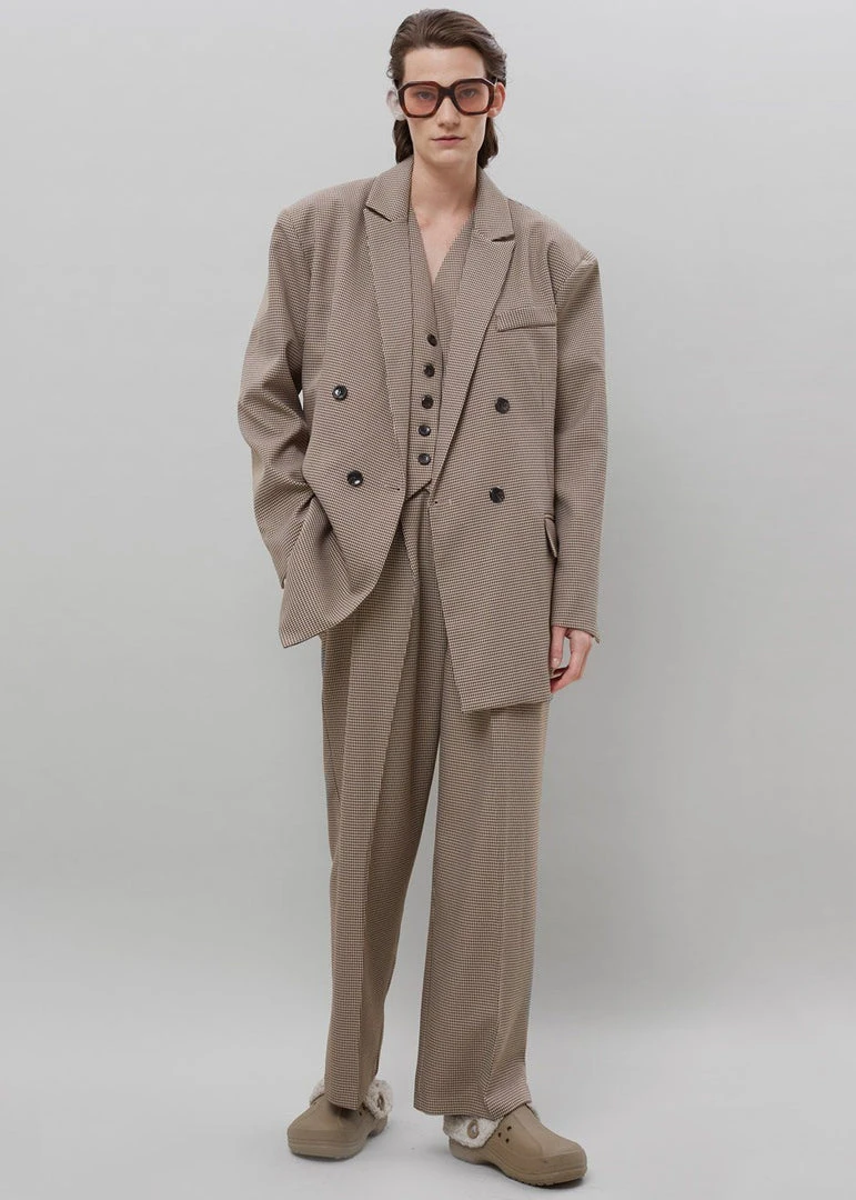 The Frankie Shop CLOTHING Desio Houndstooth Pants - Chocolate 1 The Frankie Shop CLOTHING Desio Houndstooth Pants - Chocolate