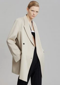 The Frankie Shop Dillon Split Hem Jacket - Cream
