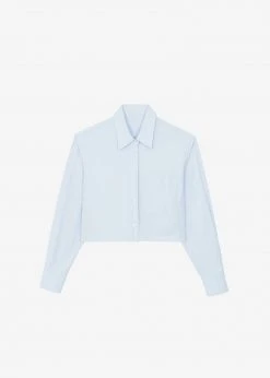 Maimia CLOTHING Ede Cropped Button Shirt - Blue