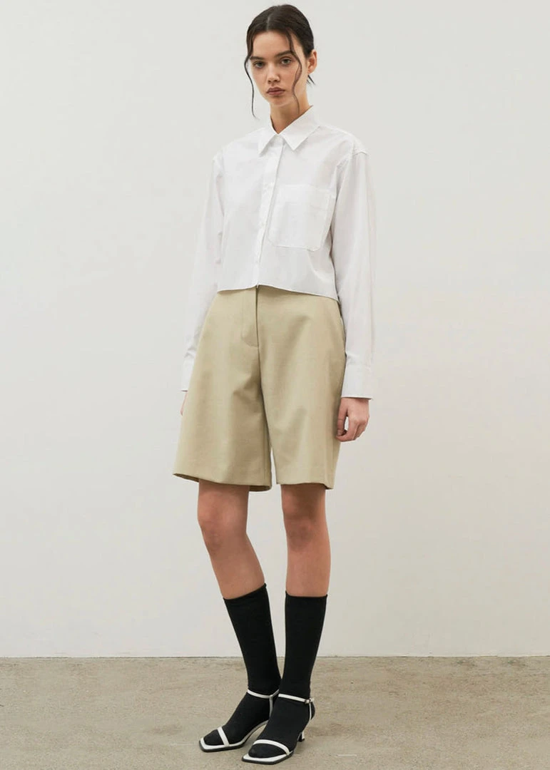 Maimia CLOTHING Ede Cropped Button Shirt - White 4 Maimia CLOTHING Ede Cropped Button Shirt - White