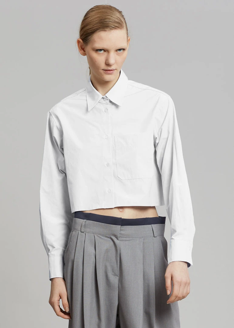 Maimia CLOTHING Ede Cropped Button Shirt - White 7 Maimia CLOTHING Ede Cropped Button Shirt - White