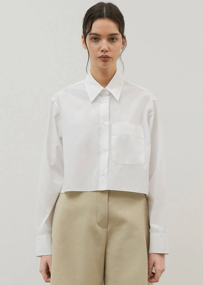 Maimia CLOTHING Ede Cropped Button Shirt - White 2 Maimia CLOTHING Ede Cropped Button Shirt - White
