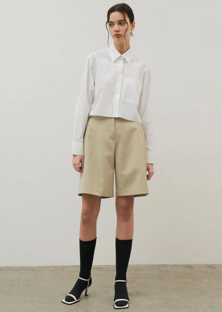 Maimia CLOTHING Ede Cropped Button Shirt - White 5 Maimia CLOTHING Ede Cropped Button Shirt - White