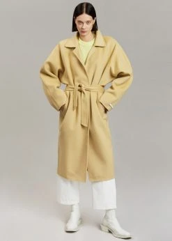 By Flow CLOTHING Edi Belted Coat - Custard