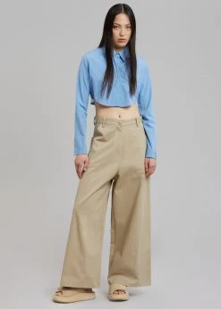 The Frankie Shop CLOTHING Eiko Cropped Shirt - Blue 11 The Frankie Shop CLOTHING Eiko Cropped Shirt - Blue