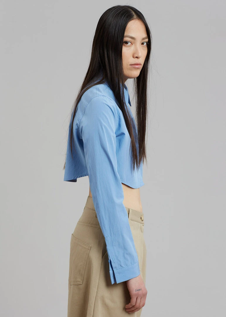 The Frankie Shop CLOTHING Eiko Cropped Shirt - Blue 5 The Frankie Shop CLOTHING Eiko Cropped Shirt - Blue