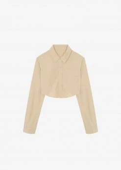 The Frankie Shop Eiko Cropped Shirt - Sand CLOTHING