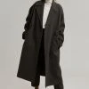 Plus Hong Elan Herringbone Coat - Dark Grey Melange CLOTHING