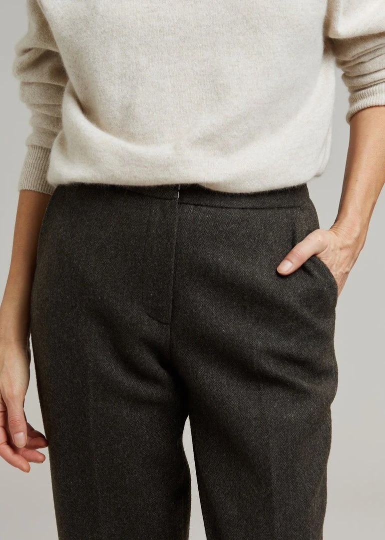 Plus Hong Elan Herringbone Pants - Dark Grey Melange 3 Plus Hong Elan Herringbone Pants - Dark Grey Melange