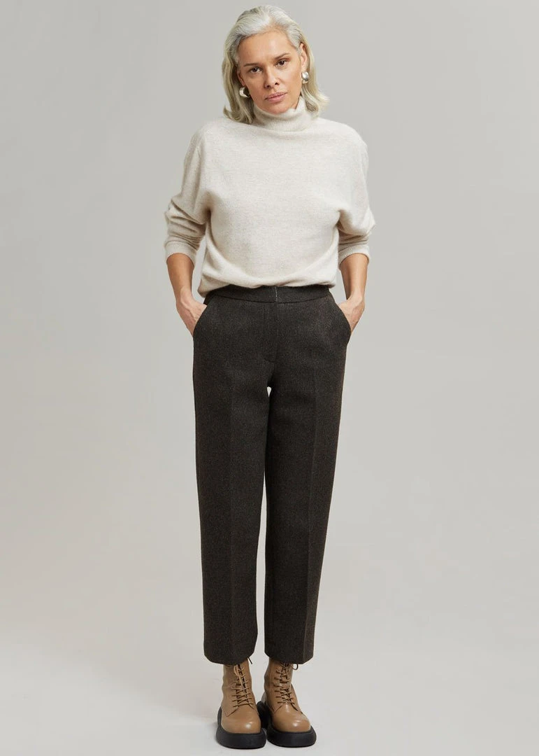 Plus Hong Elan Herringbone Pants - Dark Grey Melange 4 Plus Hong Elan Herringbone Pants - Dark Grey Melange
