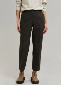 Plus Hong Elan Herringbone Pants - Dark Grey Melange