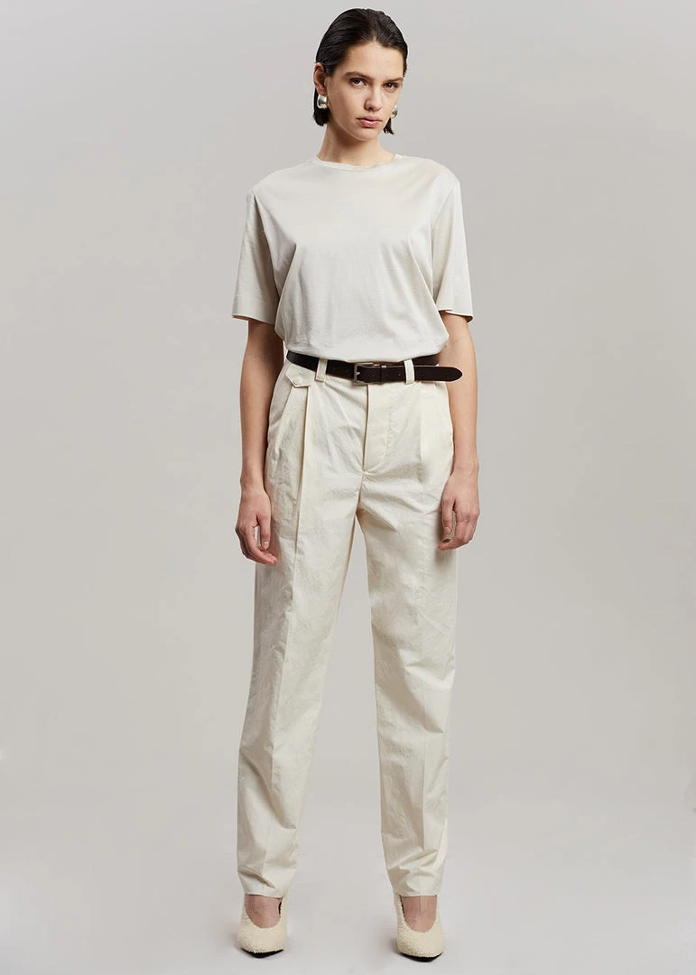 CLOTHING Esse Studios Tailored Cotton Trousers - Ivory 1 CLOTHING Esse Studios Tailored Cotton Trousers - Ivory