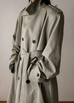 The Frankie Shop Eugene Trench Coat - Pale Khaki