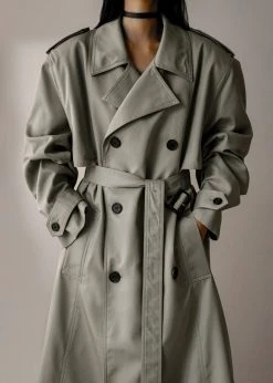 The Frankie Shop Eugene Trench Coat - Pale Khaki