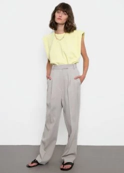 The Frankie Shop TFS X Camille Charrière Eva Padded Shoulder Muscle T-Shirt - Pale Yellow CLOTHING 16 The Frankie Shop TFS X Camille Charrière Eva Padded Shoulder Muscle T-Shirt - Pale Yellow CLOTHING