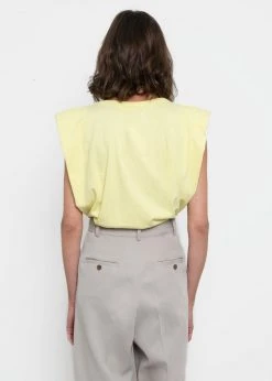 The Frankie Shop TFS X Camille Charrière Eva Padded Shoulder Muscle T-Shirt - Pale Yellow CLOTHING 18 The Frankie Shop TFS X Camille Charrière Eva Padded Shoulder Muscle T-Shirt - Pale Yellow CLOTHING