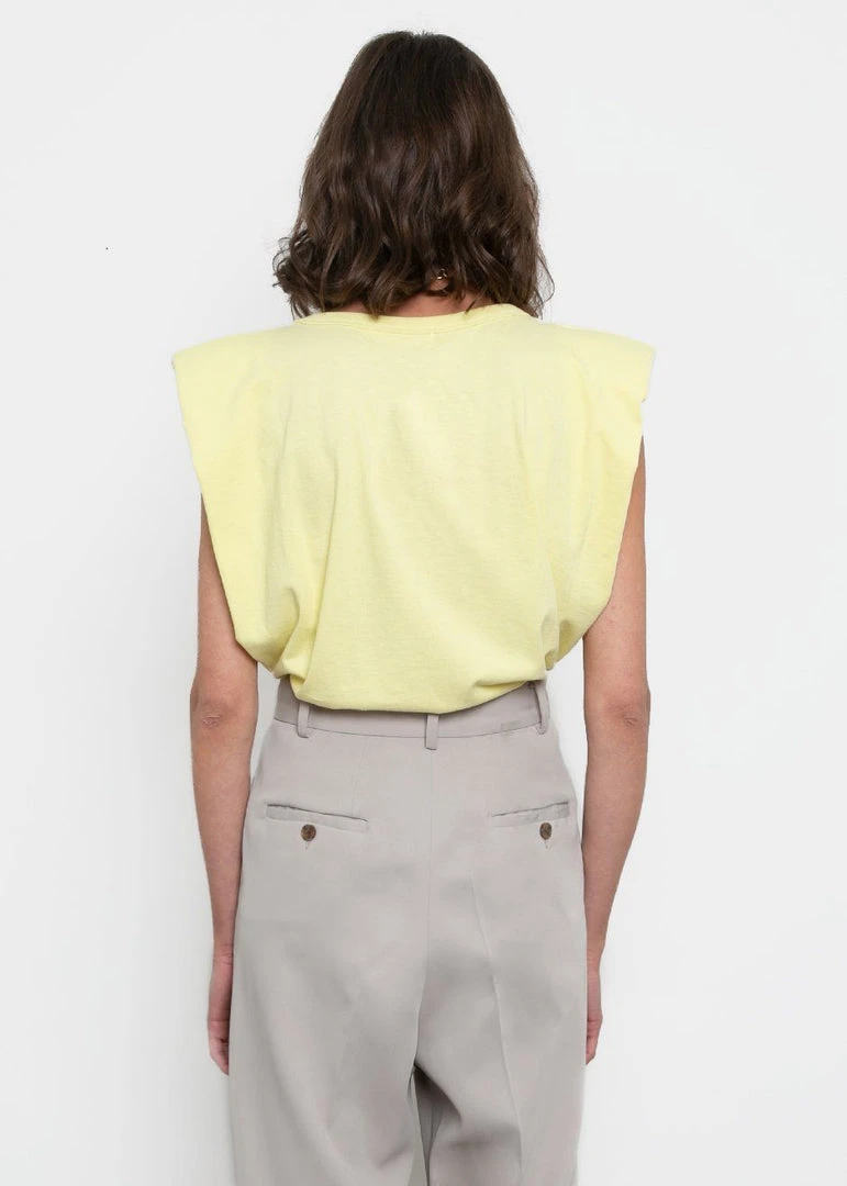 The Frankie Shop TFS X Camille Charrière Eva Padded Shoulder Muscle T-Shirt - Pale Yellow CLOTHING 9 The Frankie Shop TFS X Camille Charrière Eva Padded Shoulder Muscle T-Shirt - Pale Yellow CLOTHING