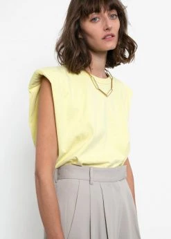The Frankie Shop TFS X Camille Charrière Eva Padded Shoulder Muscle T-Shirt - Pale Yellow CLOTHING 13 The Frankie Shop TFS X Camille Charrière Eva Padded Shoulder Muscle T-Shirt - Pale Yellow CLOTHING