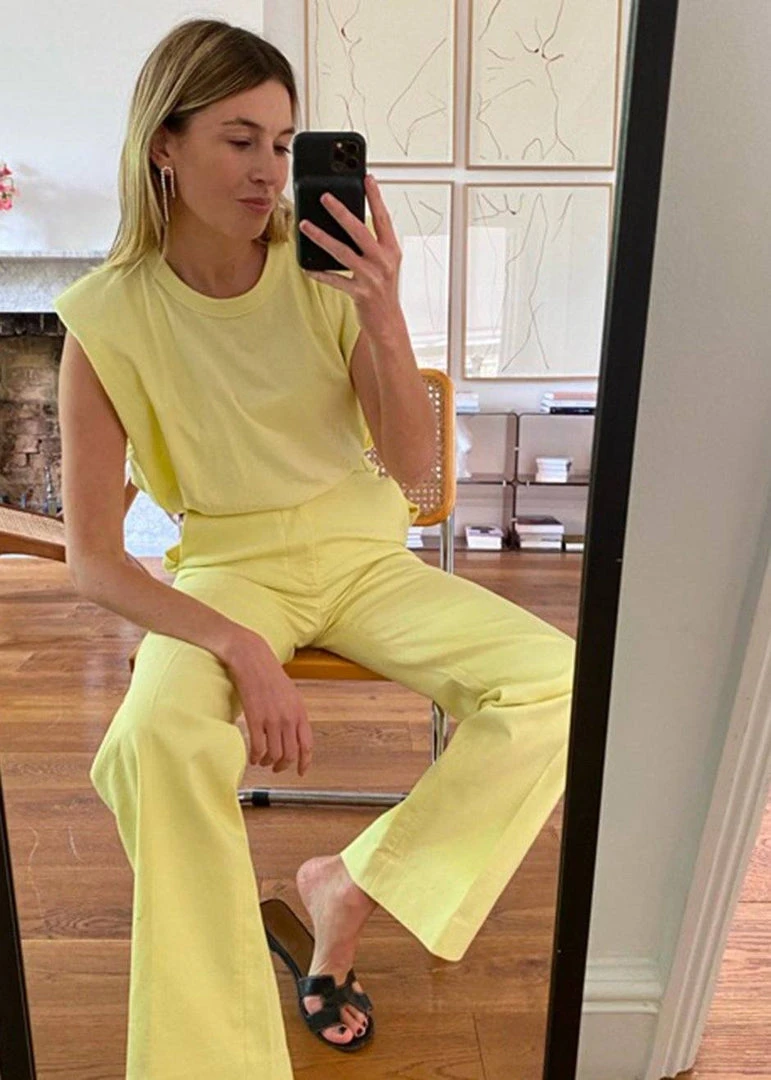 The Frankie Shop TFS X Camille Charrière Eva Padded Shoulder Muscle T-Shirt - Pale Yellow CLOTHING 3 The Frankie Shop TFS X Camille Charrière Eva Padded Shoulder Muscle T-Shirt - Pale Yellow CLOTHING