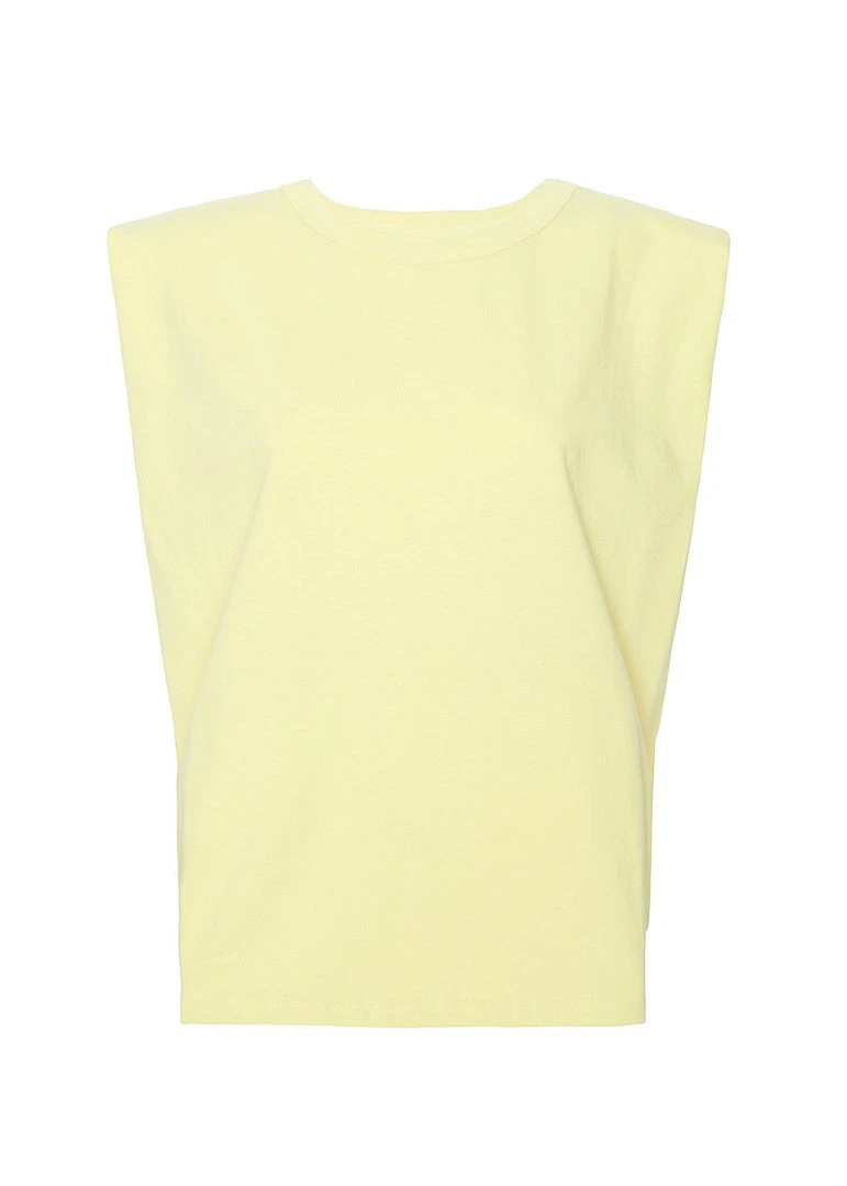 The Frankie Shop TFS X Camille Charrière Eva Padded Shoulder Muscle T-Shirt - Pale Yellow CLOTHING 10 The Frankie Shop TFS X Camille Charrière Eva Padded Shoulder Muscle T-Shirt - Pale Yellow CLOTHING