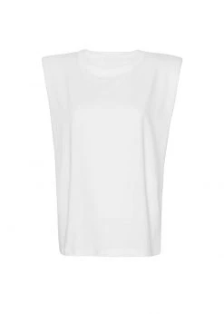 The Frankie Shop Eva Padded Shoulder Muscle T-Shirt - White CLOTHING 17 The Frankie Shop Eva Padded Shoulder Muscle T-Shirt - White CLOTHING