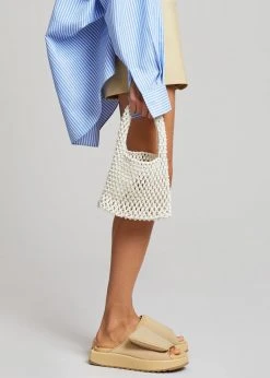 Cafe Noir ACCESSORIES Fana Mini Net Bag - Off White