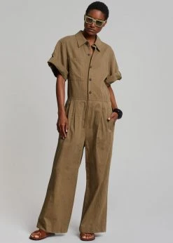 Blossom Faye Jumpsuit - Olive Brown CLOTHING