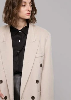 The Frankie Shop Flynn Overcoat - Cream CLOTHING