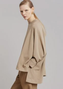 The Frankie Shop CLOTHING Fomu Oversized Top - Taupe 11 The Frankie Shop CLOTHING Fomu Oversized Top - Taupe