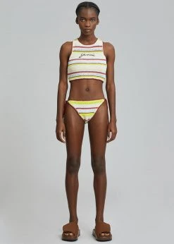 Ganni Crochet String Bikini Bottom - Multicolor