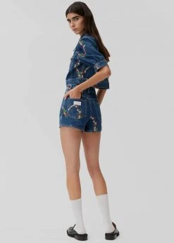 GANNI Denim Puff Sleeve Jacket - Dark Indigo