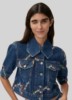 GANNI Denim Puff Sleeve Jacket - Dark Indigo