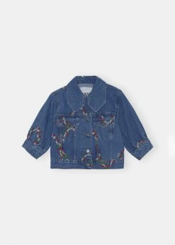 GANNI Denim Puff Sleeve Jacket - Dark Indigo