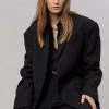 The Frankie Shop CLOTHING Gelso Oversized Blazer - Black