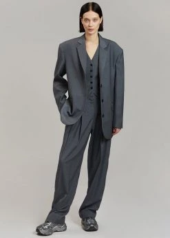 The Frankie Shop Gelso Oversized Blazer - Dark Grey Melange CLOTHING