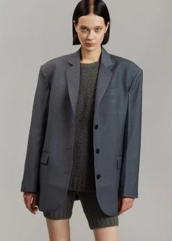 The Frankie Shop Gelso Oversized Blazer - Dark Grey Melange CLOTHING