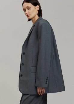 The Frankie Shop Gelso Oversized Blazer - Dark Grey Melange CLOTHING