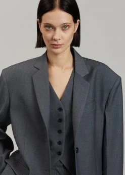 The Frankie Shop Gelso Oversized Blazer - Dark Grey Melange CLOTHING