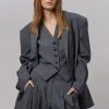 The Frankie Shop Gelso Oversized Blazer - Dark Grey Melange CLOTHING