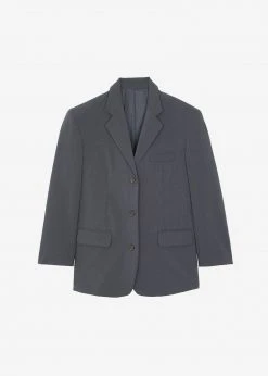 The Frankie Shop Gelso Oversized Blazer - Dark Grey Melange CLOTHING