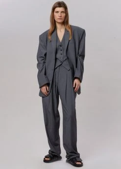 The Frankie Shop Gelso Oversized Blazer - Dark Grey Melange CLOTHING