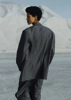 The Frankie Shop Gelso Oversized Blazer - Dark Grey Melange CLOTHING