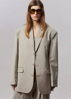 The Frankie Shop Gelso Oversized Blazer - Light Taupe Melange CLOTHING 8 The Frankie Shop Gelso Oversized Blazer - Light Taupe Melange CLOTHING