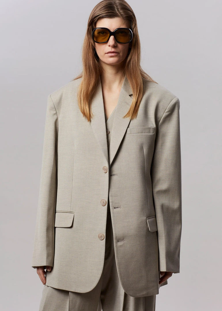 The Frankie Shop Gelso Oversized Blazer - Light Taupe Melange CLOTHING 3 The Frankie Shop Gelso Oversized Blazer - Light Taupe Melange CLOTHING