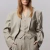 The Frankie Shop Gelso Oversized Blazer - Light Taupe Melange CLOTHING