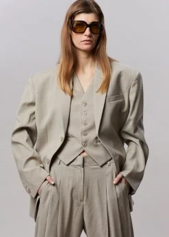 The Frankie Shop Gelso Oversized Blazer - Light Taupe Melange CLOTHING